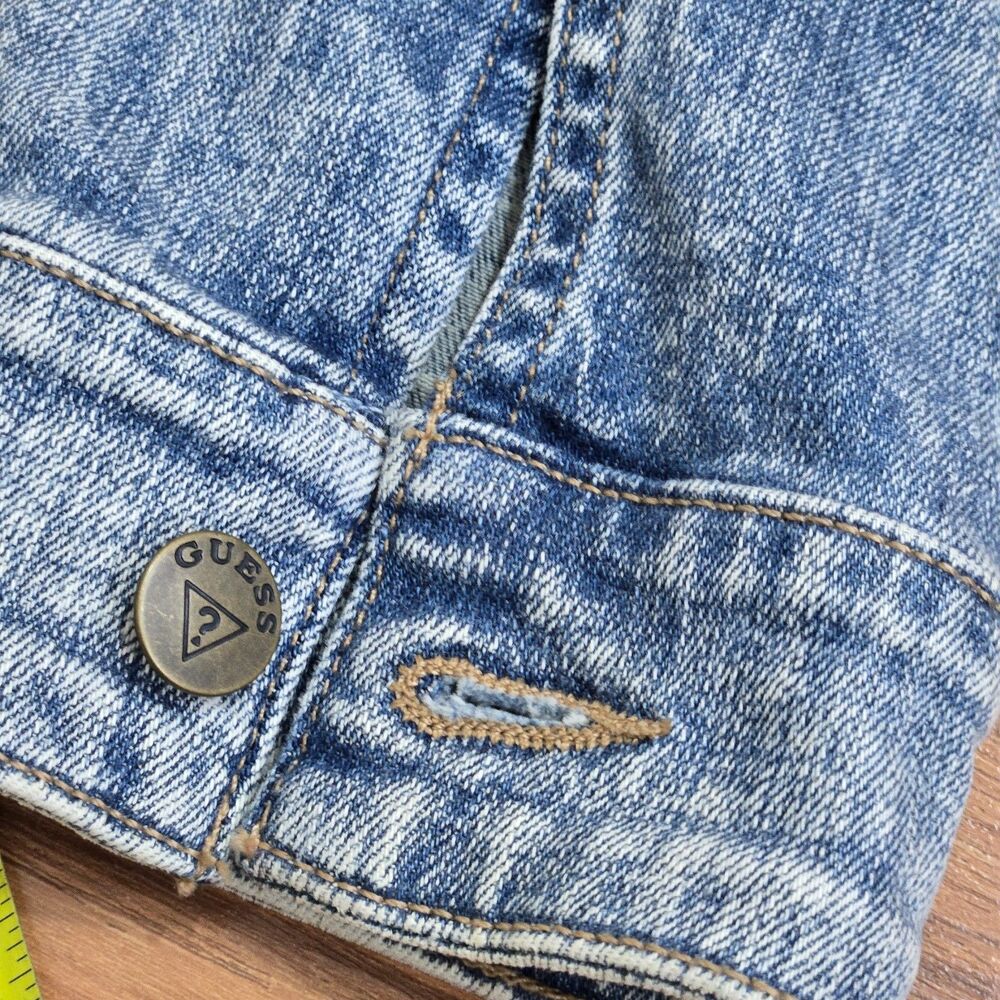 Vintage 80s Guess Jeans Acid Wash Denim Trucker Jacket Womens M Grunge country - Picture 9 of 10